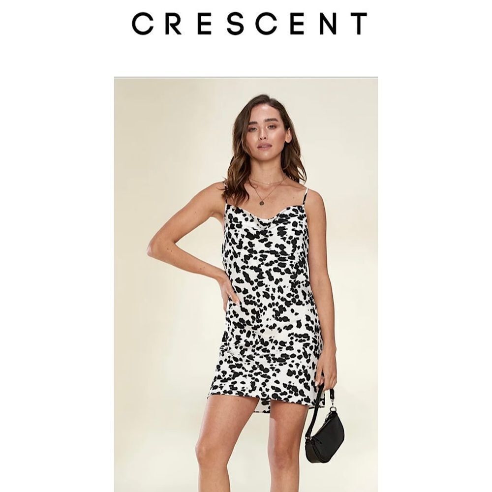 CRESCENT White And Black Animal Print Charlotte Mini Dress